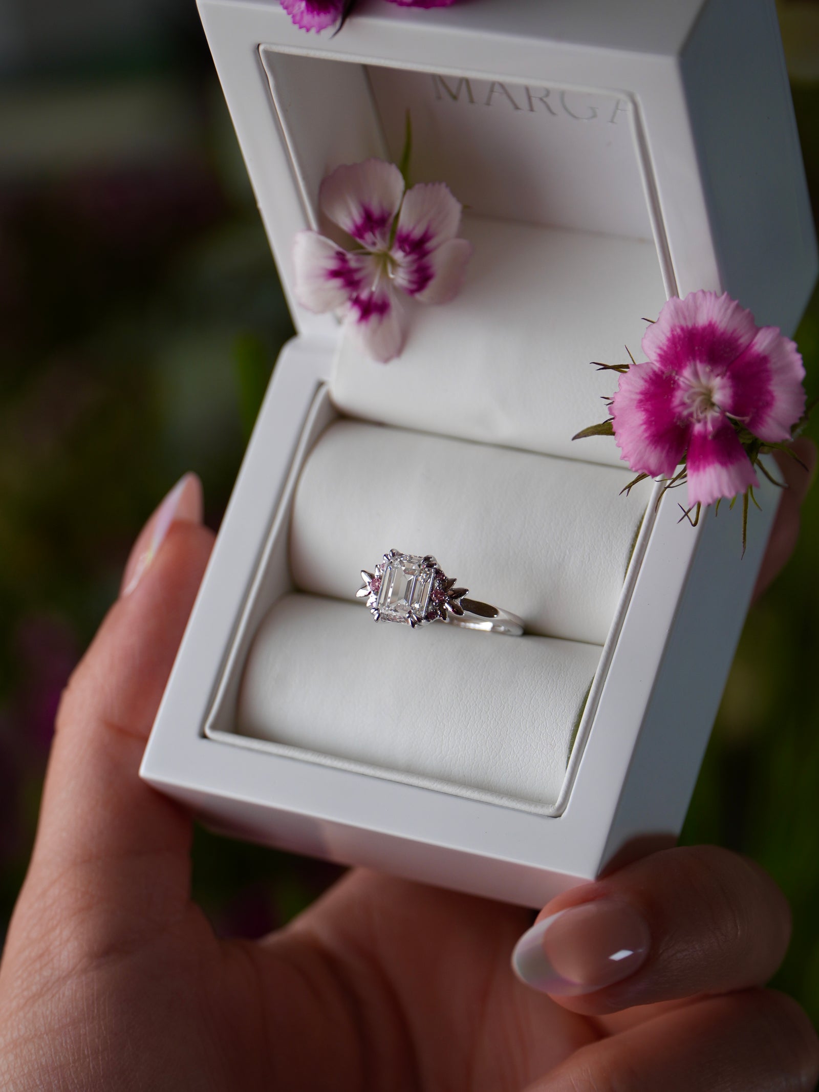 Evergreen | Lab Diamond Emerald Cut & pink round Lab Diamonds