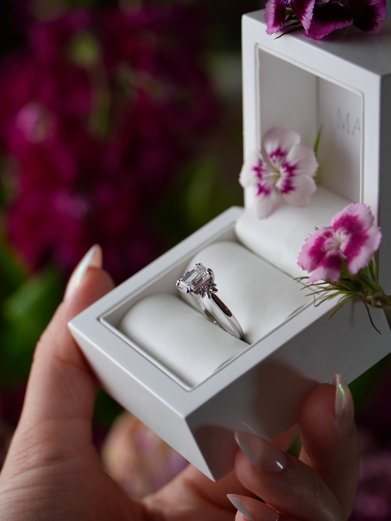 Evergreen | Lab Diamond Emerald Cut & pink round Lab Diamonds