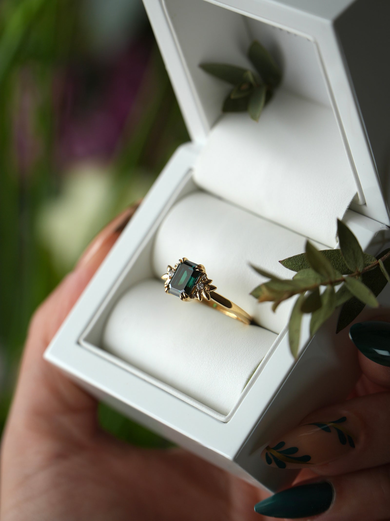 Evergreen | Green Moissanite Emerald Cut&Lab Diamonds