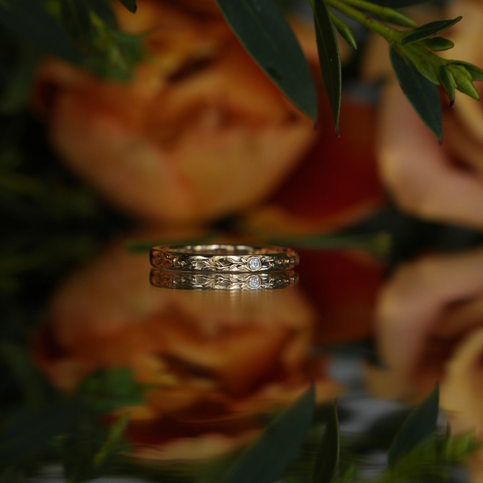 Marigold | Lab Diamond Gold leaves band