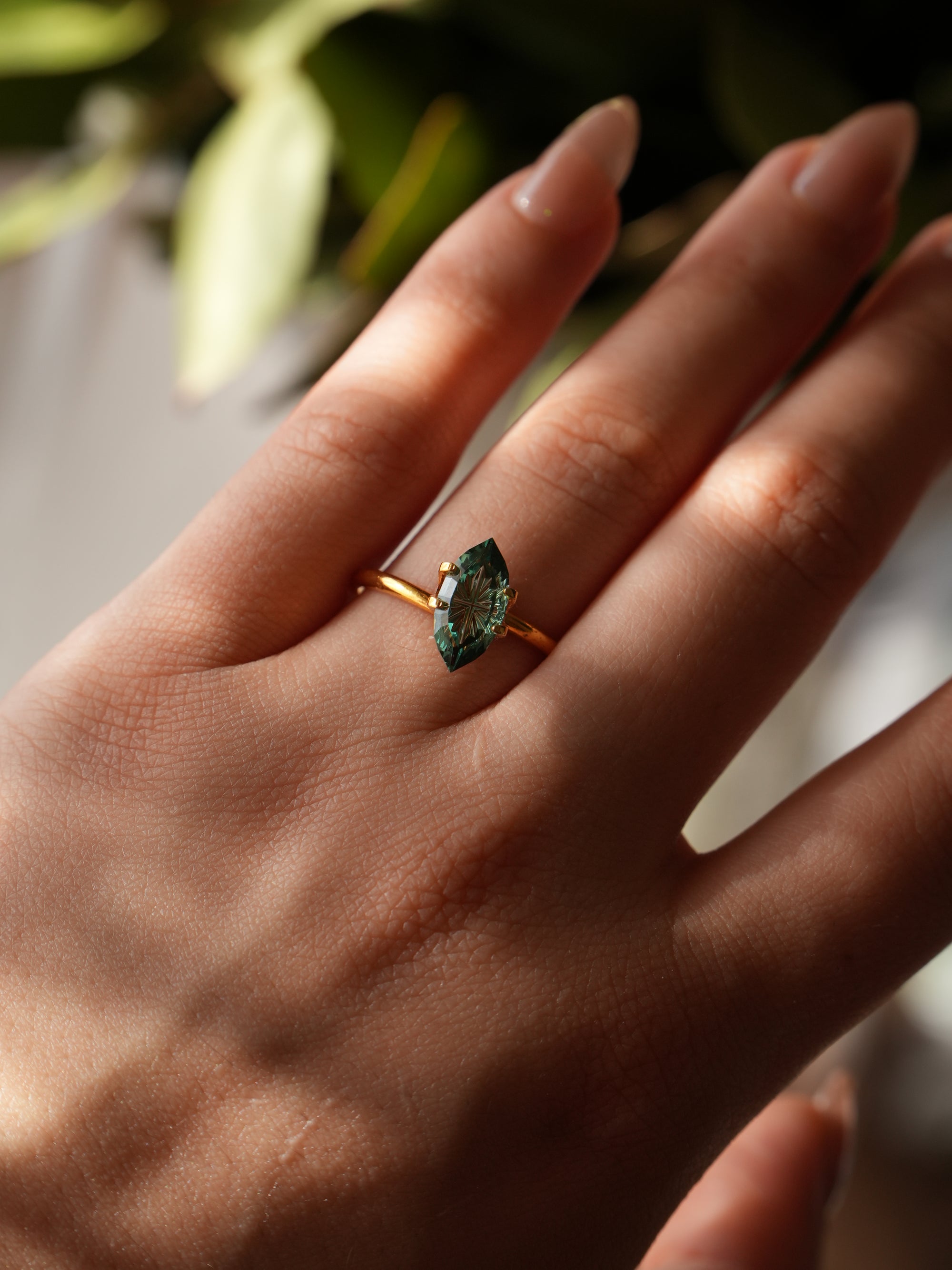 Fantasy cut Green Lab Sapphire Marquise