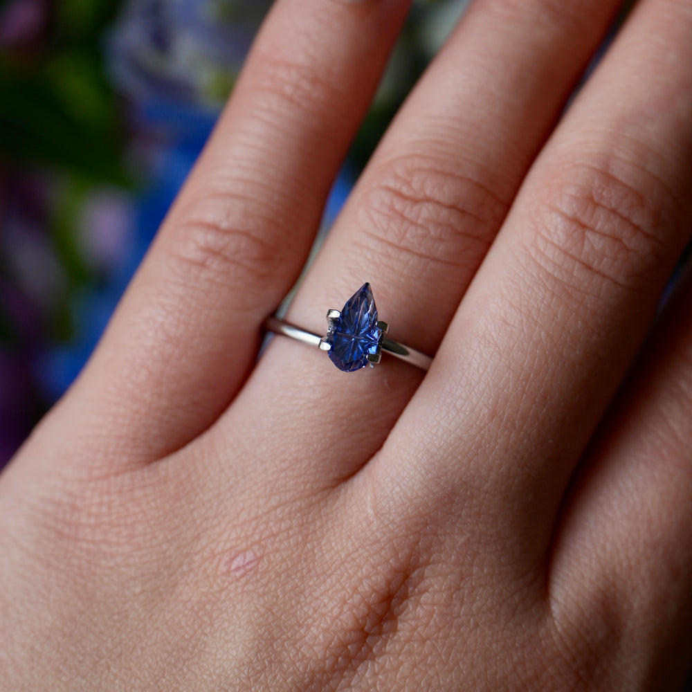 1.16ct Two toned Blue lab sapphire Fantasy cut