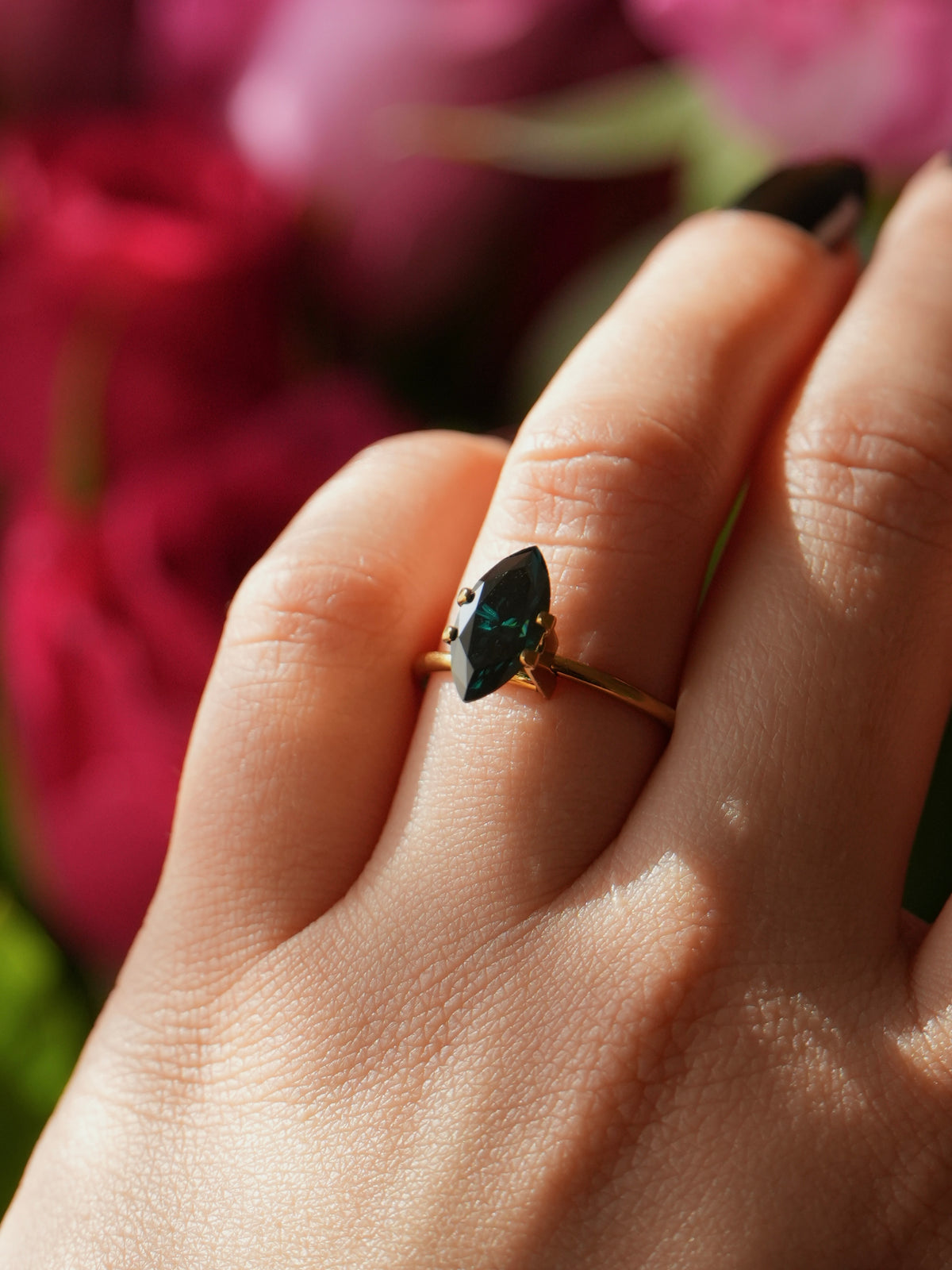 Dark Green Moissanite Marquise