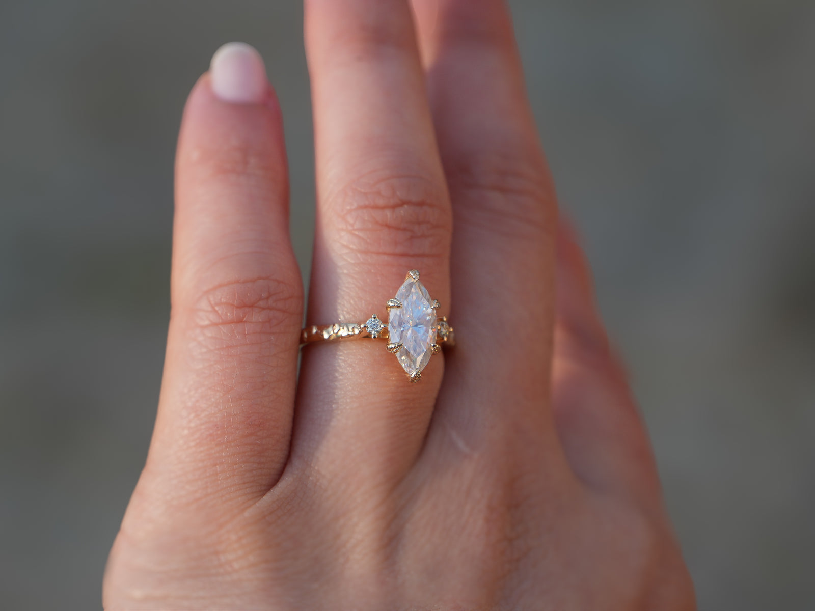 Willow | Marquise Moissanite Gold Leaves