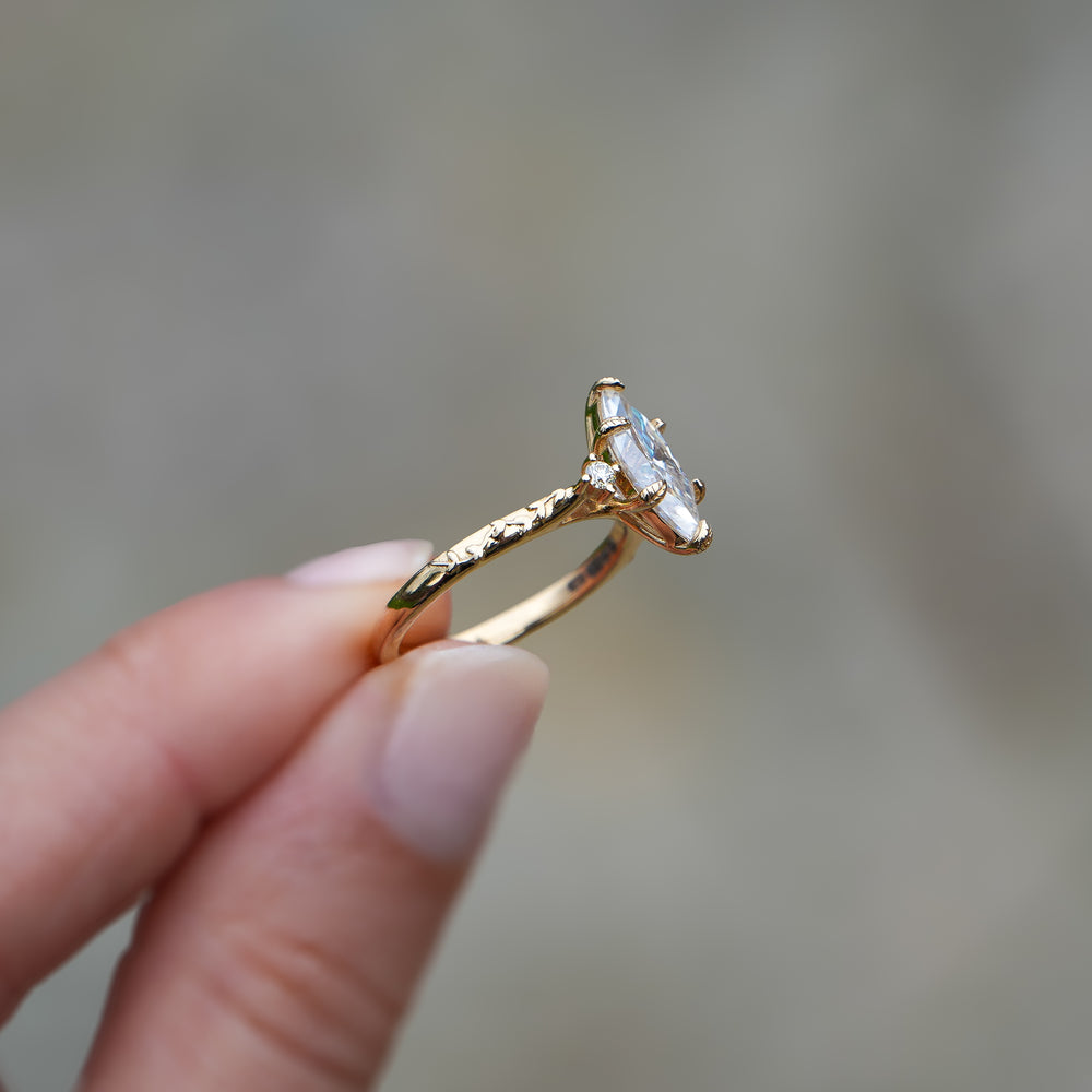 Willow | Marquise Moissanite Gold Leaves