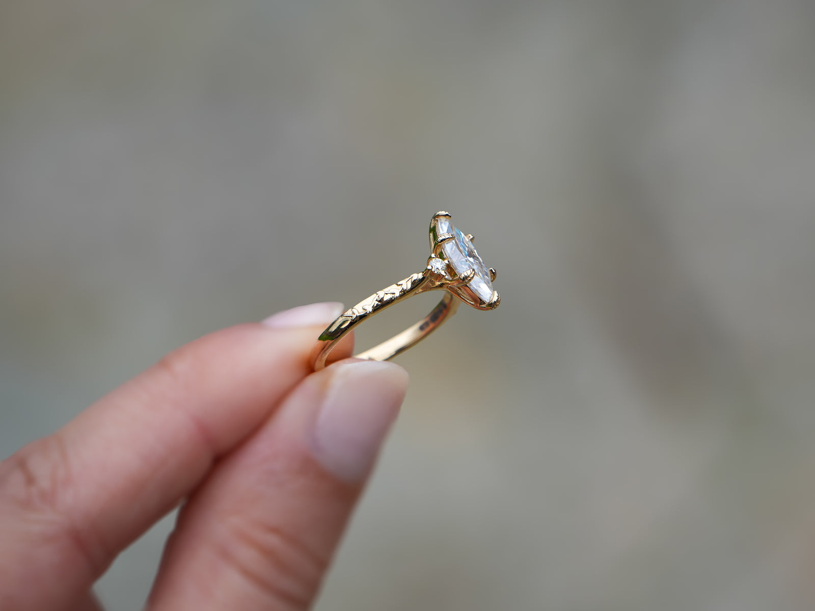 Willow | Marquise Moissanite Gold Leaves