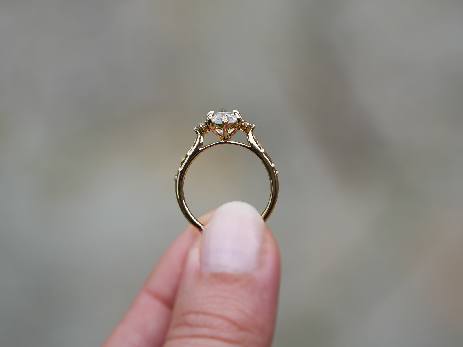 Willow | Marquise Moissanite Gold Leaves