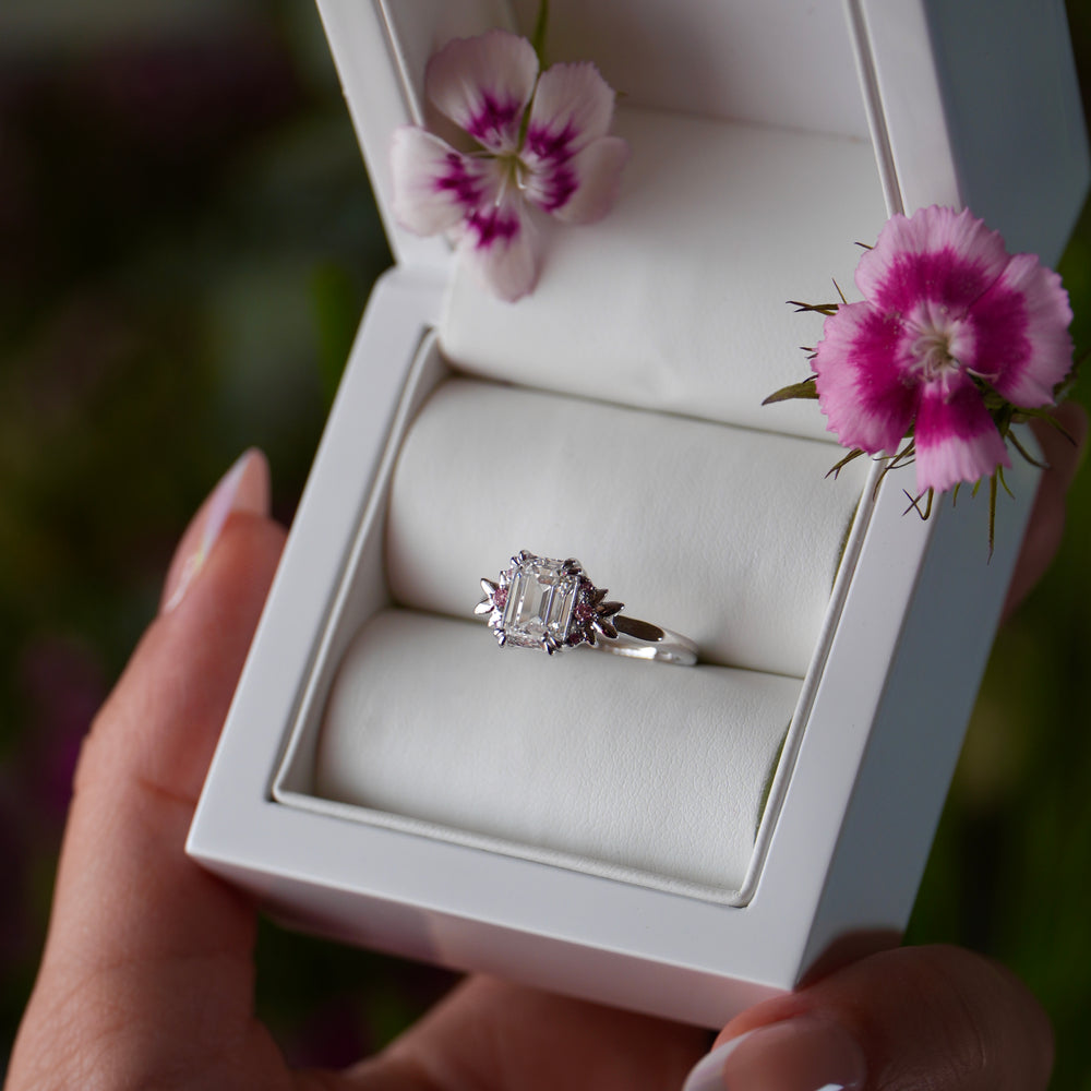 Evergreen | Lab Diamond Emerald Cut & pink round Lab Diamonds