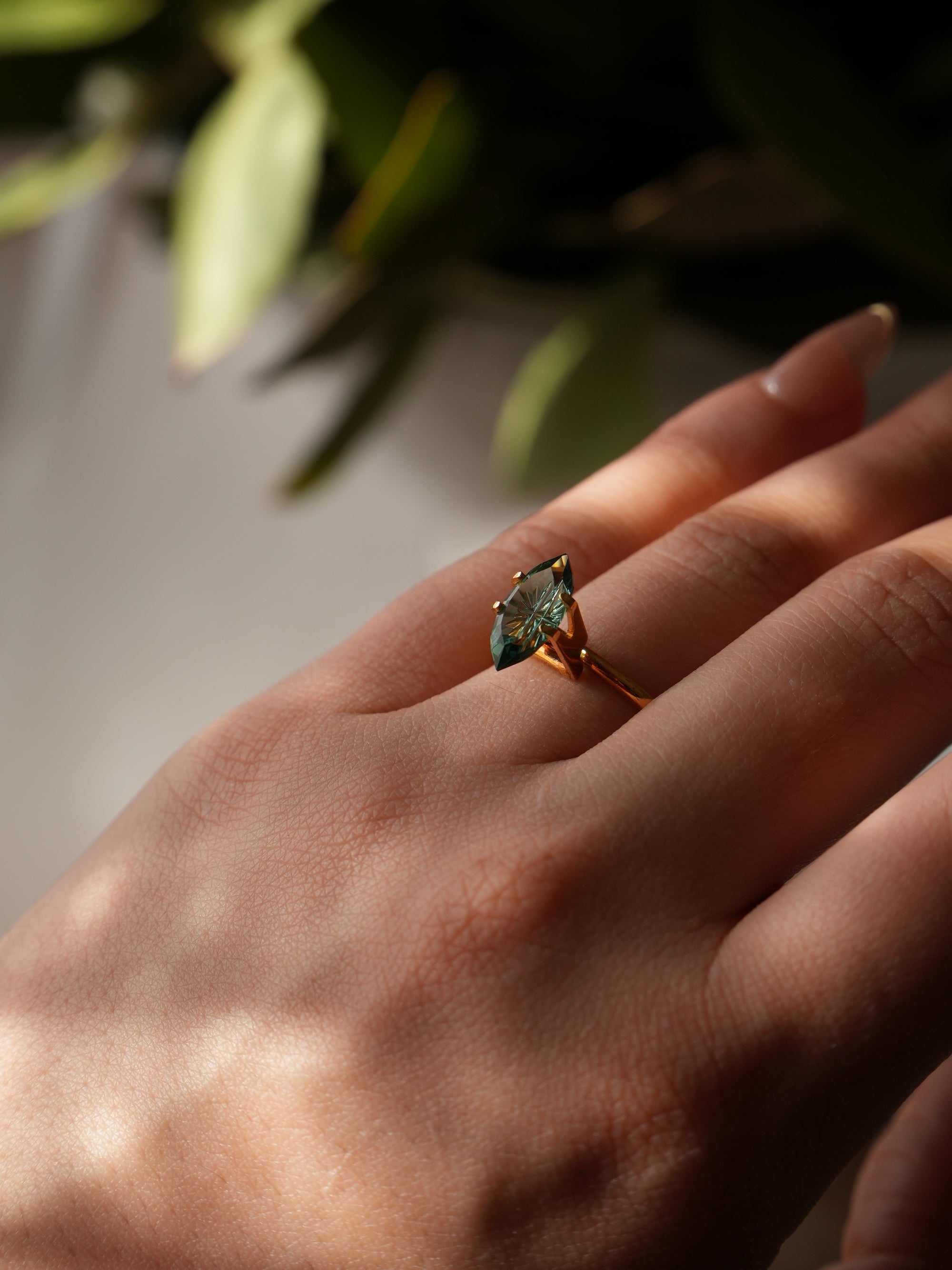 Fantasy cut Green Lab Sapphire Marquise