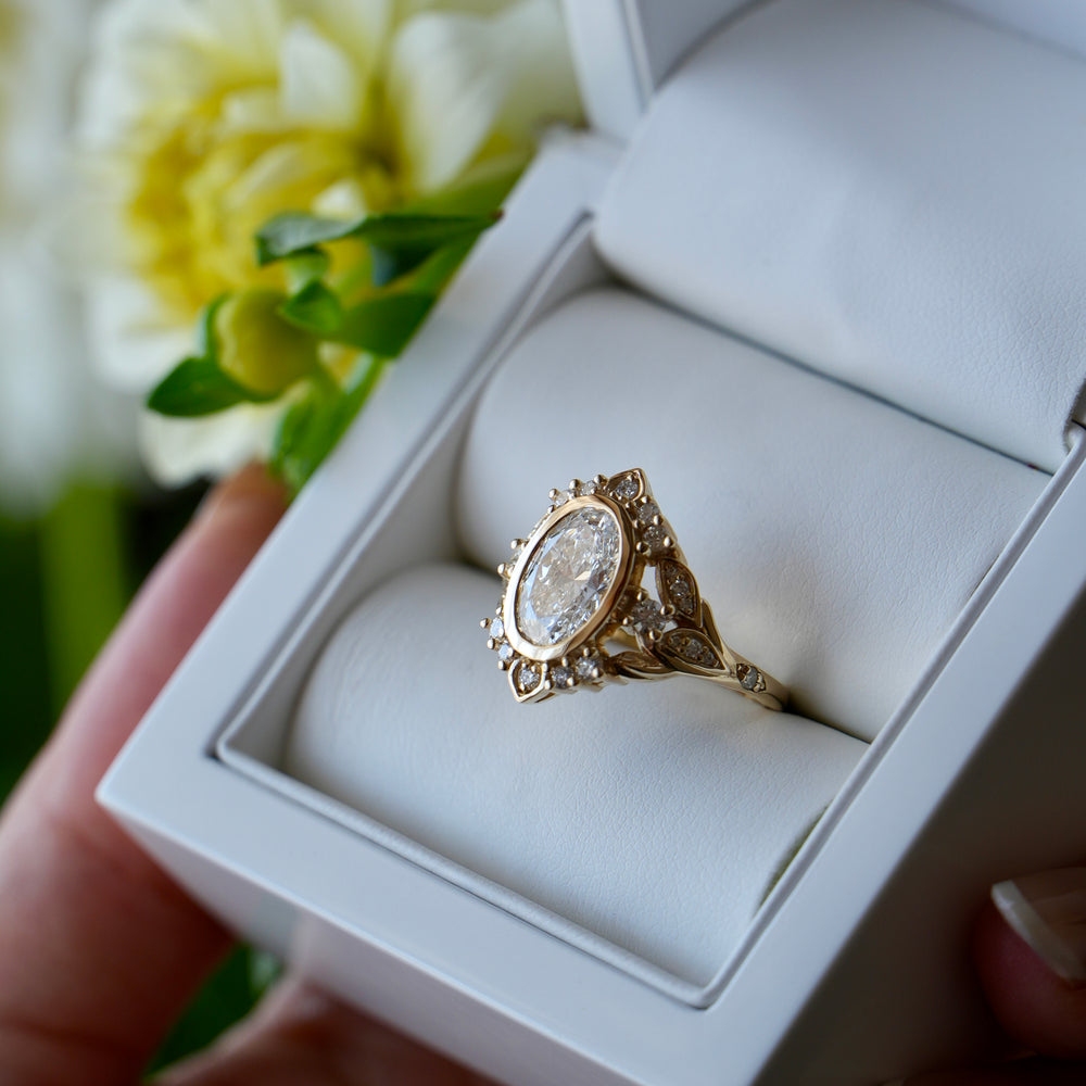 Dahlienne | 2ct Oval Diamond Bezel 14ct yellow gold ring