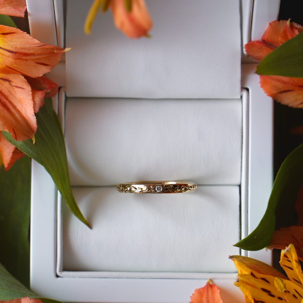 Marigold | Lab Diamond Gold leaves band
